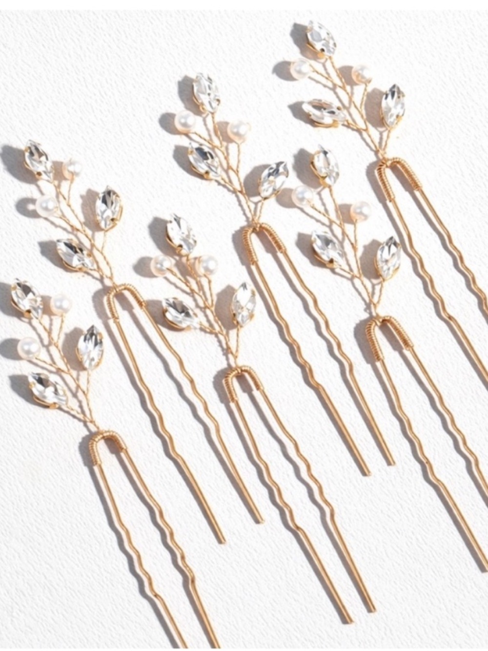 New! Gold Rhinestone Bobby Pin Set (6) NWOT